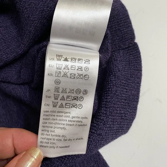 Calvin Klein 100% Italian Merino Wool V-Neck Sweater Long Sleeve Purple Men's XL